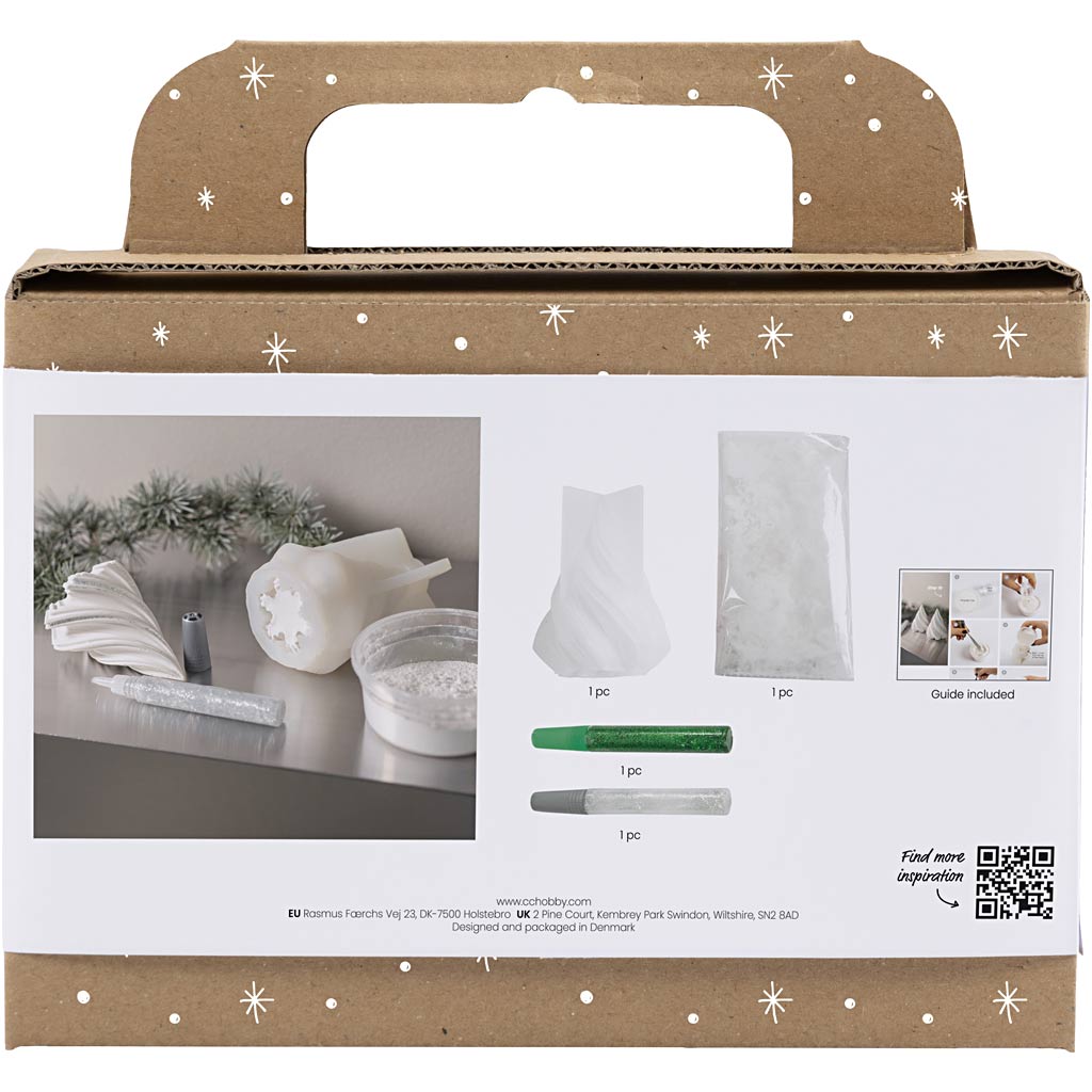 Creativ company mini hobby set résine coulée, arbres de Noël, blanc, 1 boîte