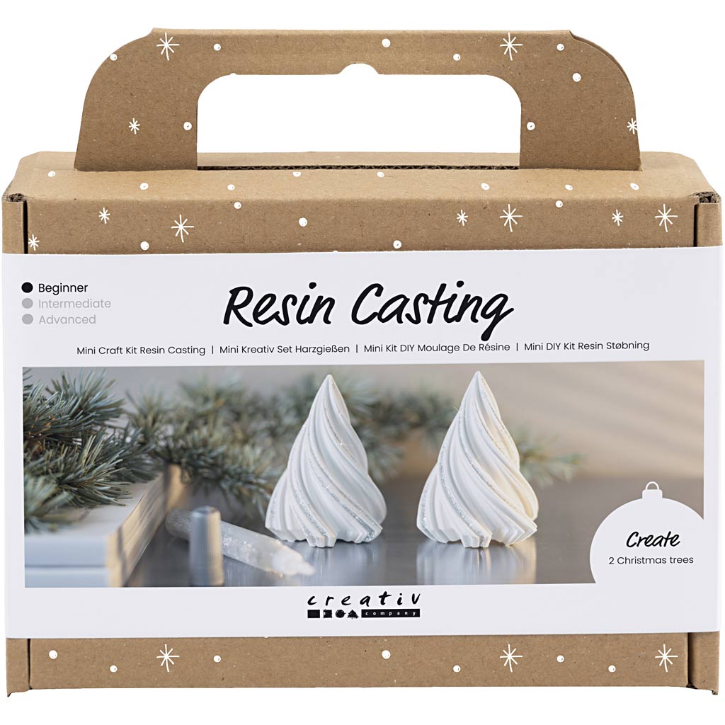 Creativ company mini hobby set résine coulée, arbres de Noël, blanc, 1 boîte