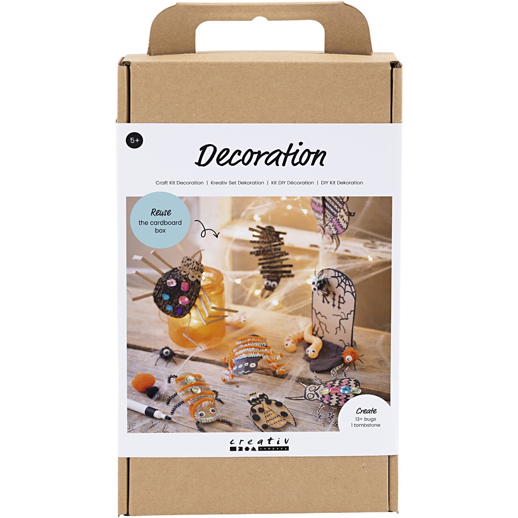Creativ company hobby set décoration, insectes, vers et pierres tombales, différentes couleurs, 1 boîte