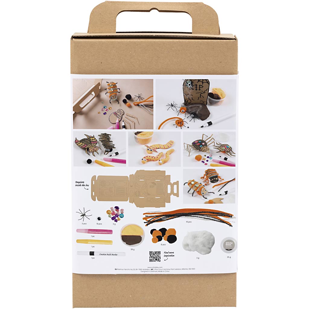 Creativ company hobby set décoration, insectes, vers et pierres tombales, différentes couleurs, 1 boîte