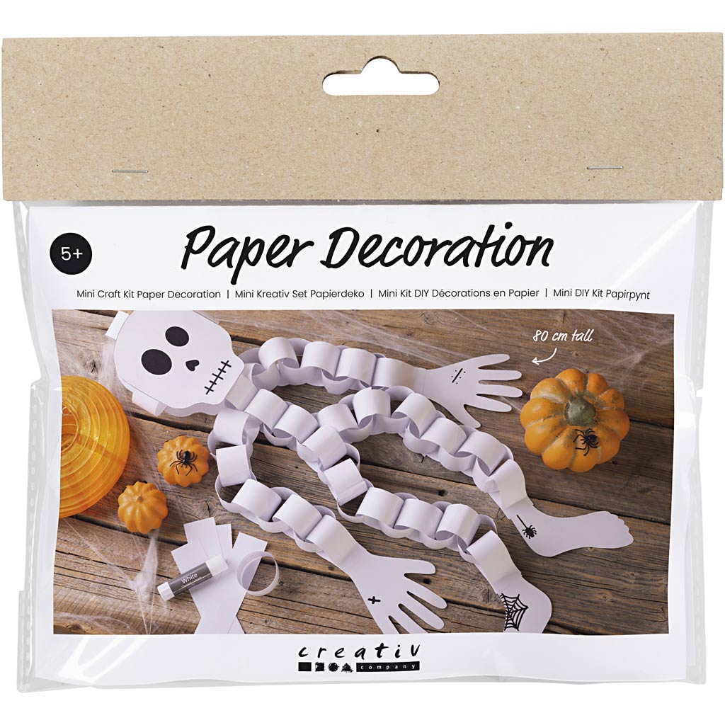 Creativ company mini hobby set décorations en papier, squelette, noir et blanc, 1 boîte
