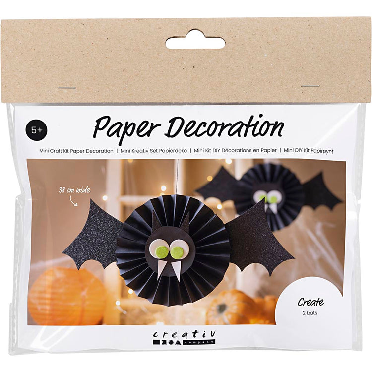 Creativ company mini hobby set décorations en papier, chauves-souris, noir, blanc, 1 boîte