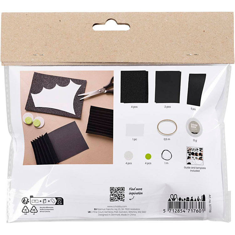 Creativ company mini hobby set décorations en papier, chauves-souris, noir, blanc, 1 boîte