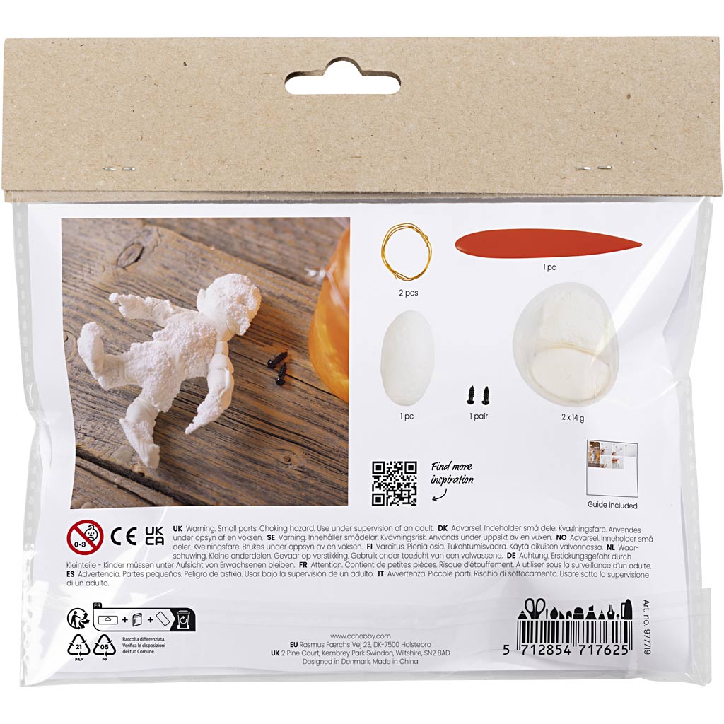 Creativ company mini hobby set modelage, momie, blanc, 1 boîte