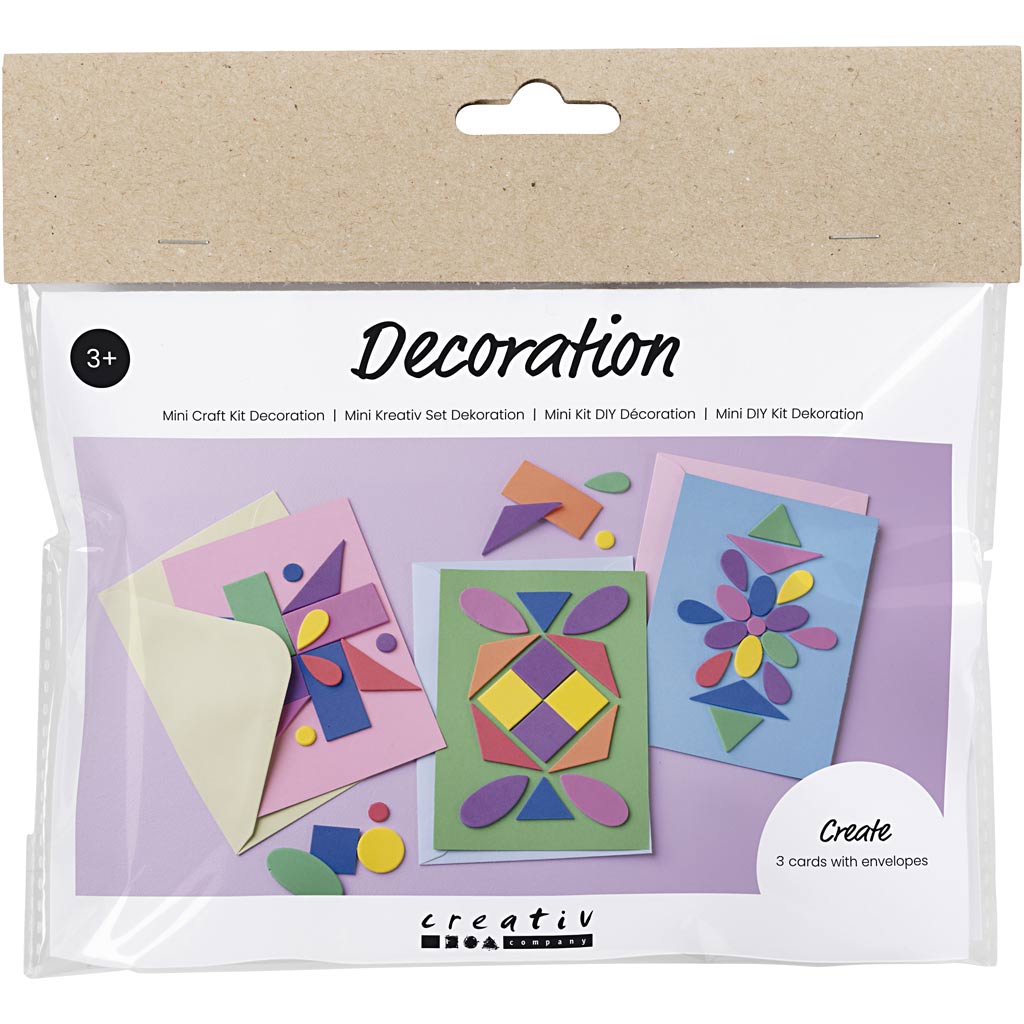 Creativ company mini hobby set décoration, cartes décorées, bleu, vert, rose, 1 boîte
