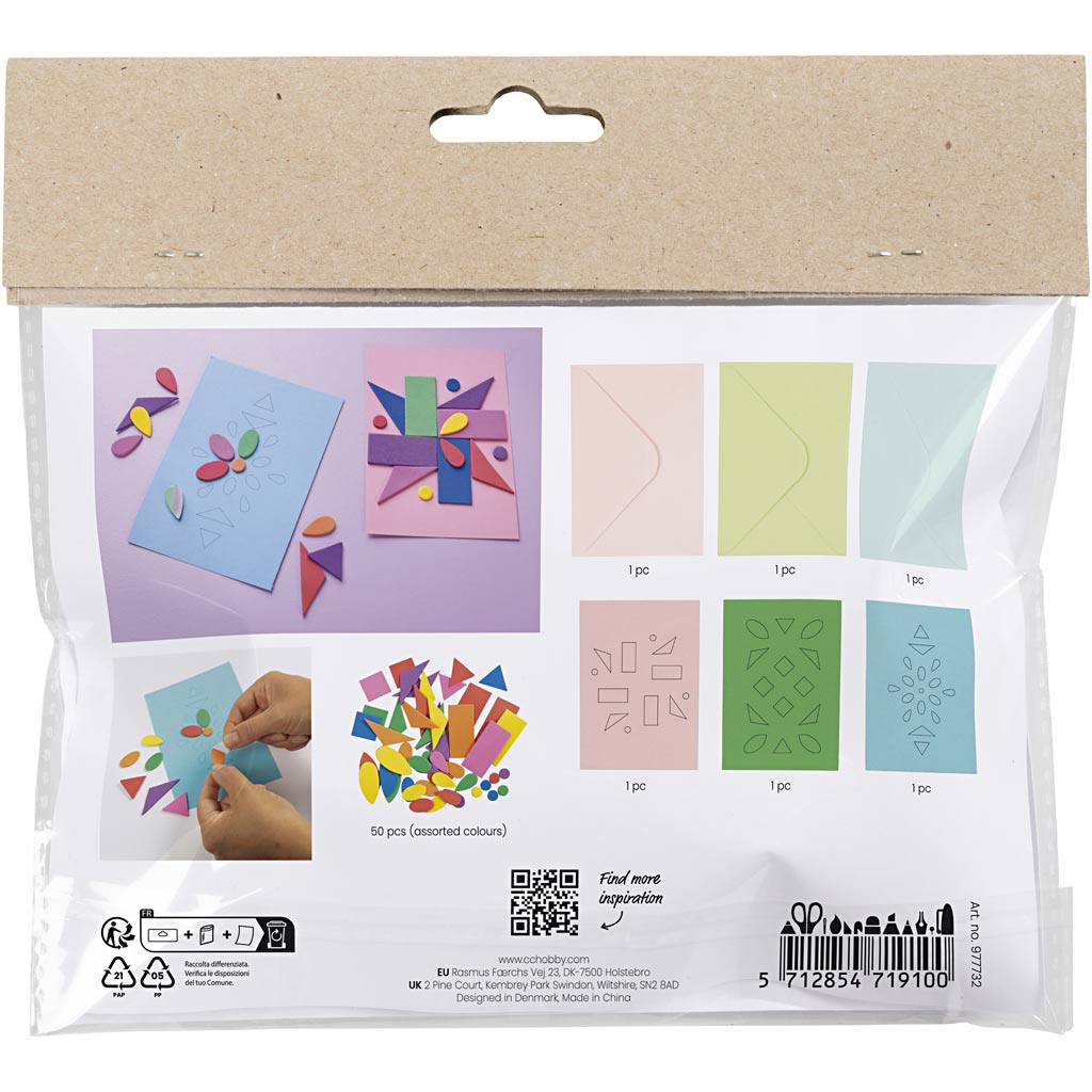 Creativ company mini hobby set décoration, cartes décorées, bleu, vert, rose, 1 boîte