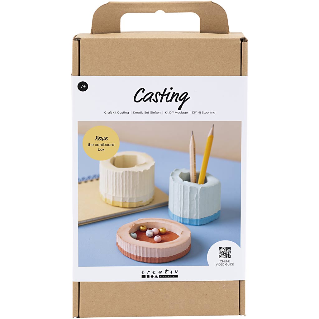 Creativ company hobby set casting, conteneurs, bleu, rouge, jaune clair, 1 boîte