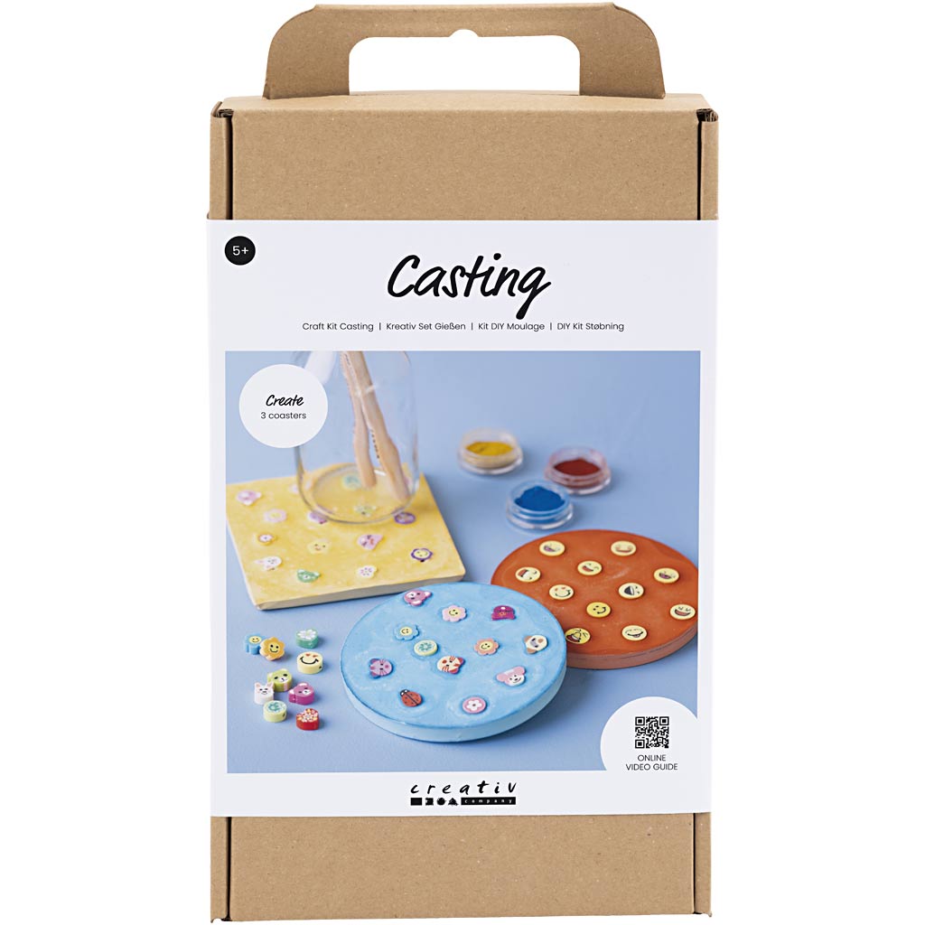 Creativ company hobby set casting, carrelage, bleu, rouge, jaune, 1 boîte
