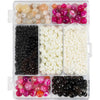 Creativ company Boîte créative à bijoux, agates, taille 2,6-10 mm, taille du trou 0,8-1,8 mm, env. 2740 pièces, nacre beige, noire, rose, blanche, 1 boîte