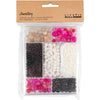 Creativ company Boîte créative à bijoux, agates, taille 2,6-10 mm, taille du trou 0,8-1,8 mm, env. 2740 pièces, nacre beige, noire, rose, blanche, 1 boîte