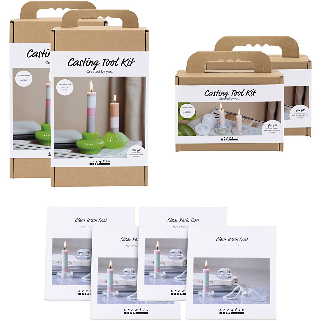 Paquet d'introduction de la société Creativ, moulage en biorésine transparente, 8 boîtes 1 boîte