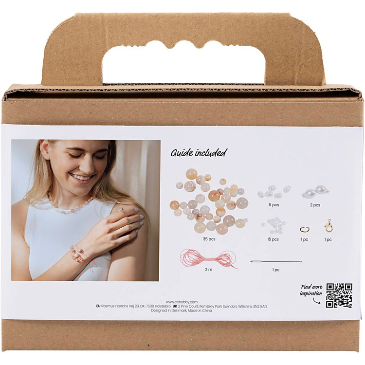 Creativ company mini hobby set bijoux, colliers et bracelet, rose, 1 boîte