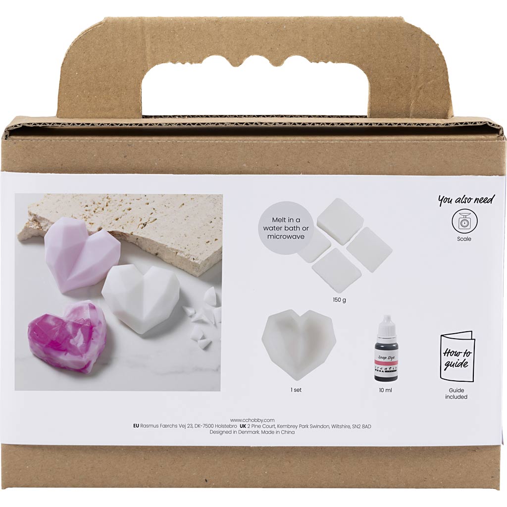 Creativ company mini kit de fabrication de savon, cœurs, rose, 1 boîte