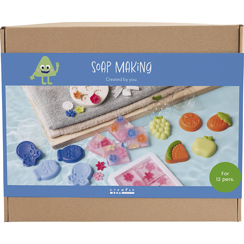 Creativ company ensemble de fabrication de savon, 2 trous, bleu, vert, orange, rose, 1 boîte