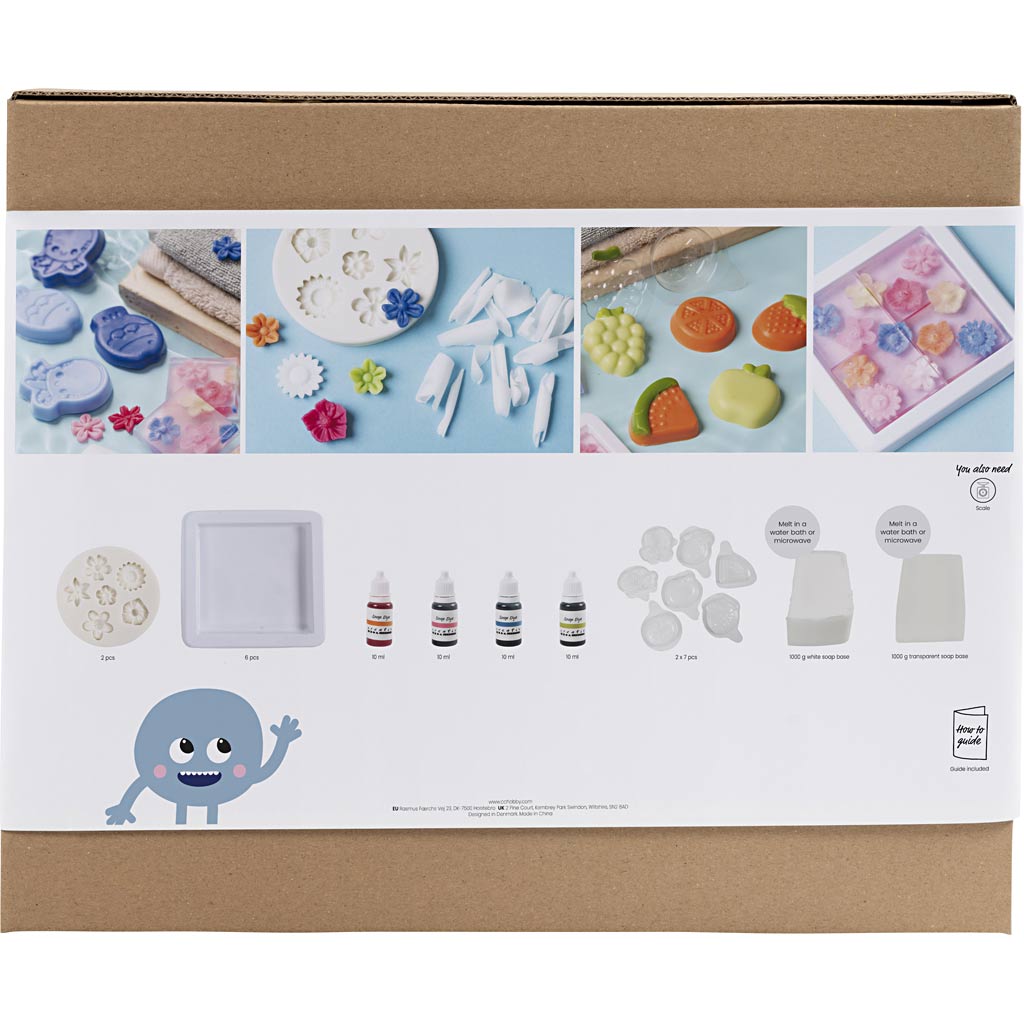 Creativ company ensemble de fabrication de savon, 2 trous, bleu, vert, orange, rose, 1 boîte