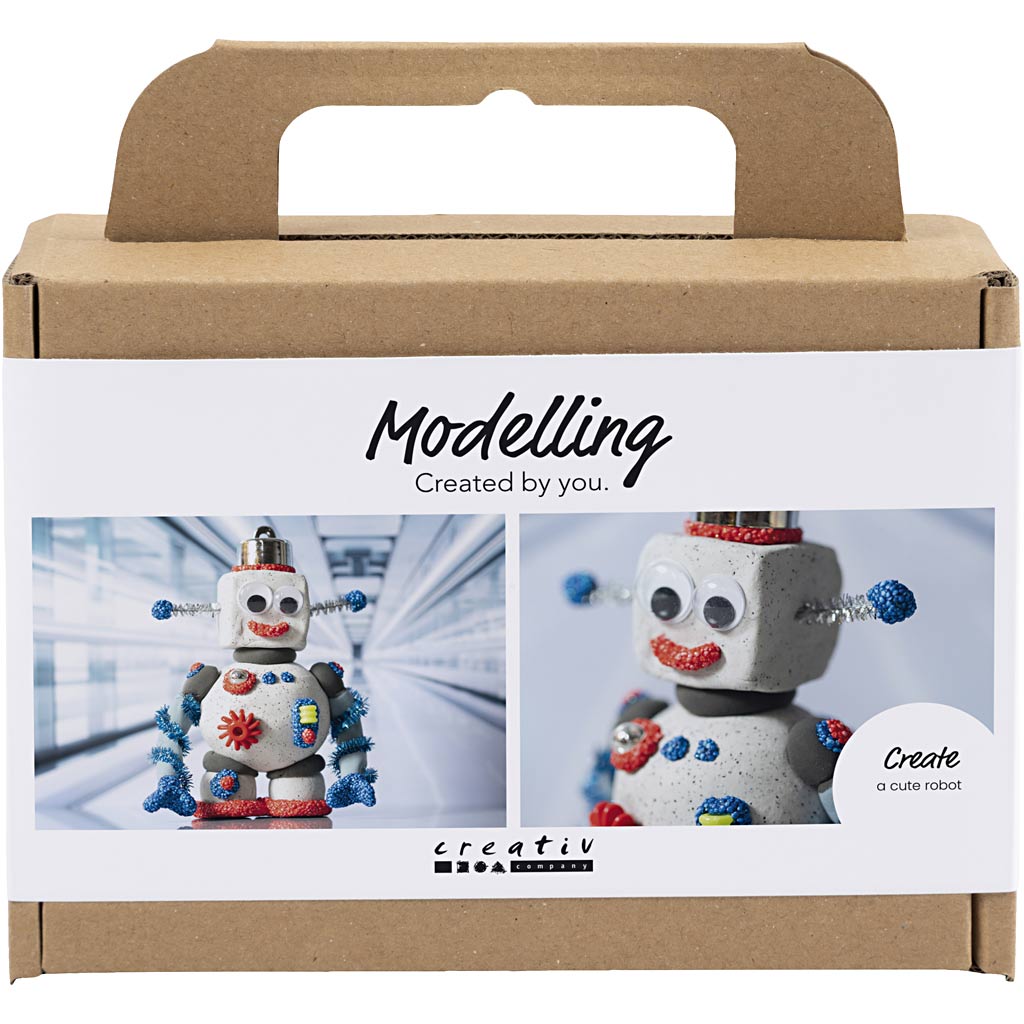 Creativ company mini hobby set sculpture, robot, bleu, gris, rouge, 1 boîte
