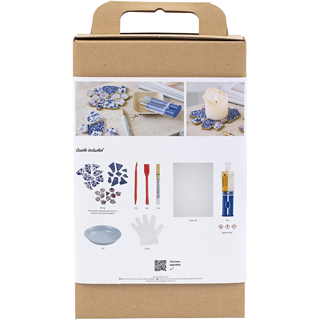 Creativ company hobby set kintsugi, dessous de verre, bleu, or, rouge clair, blanc, 1 boîte