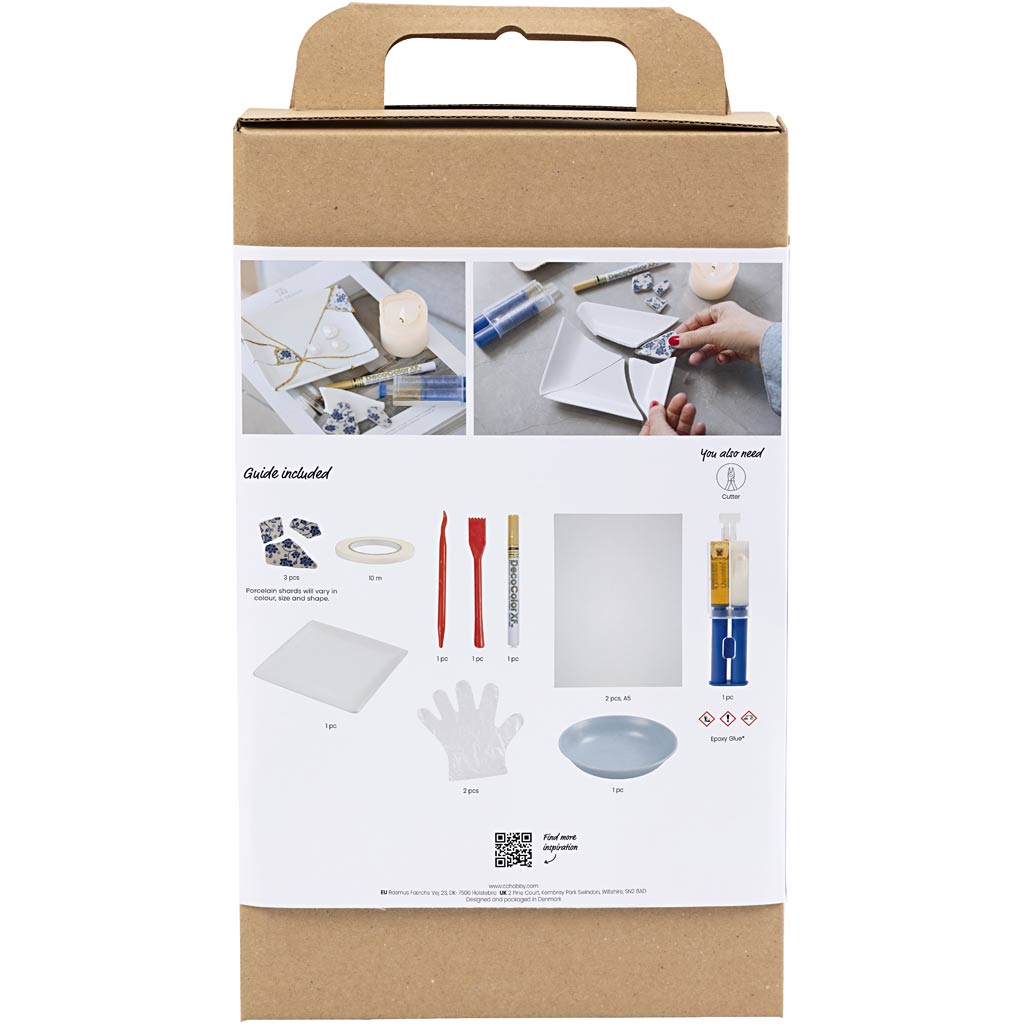 Creativ company hobby set kintsugi, bol, bleu, or, blanc, 1 boîte