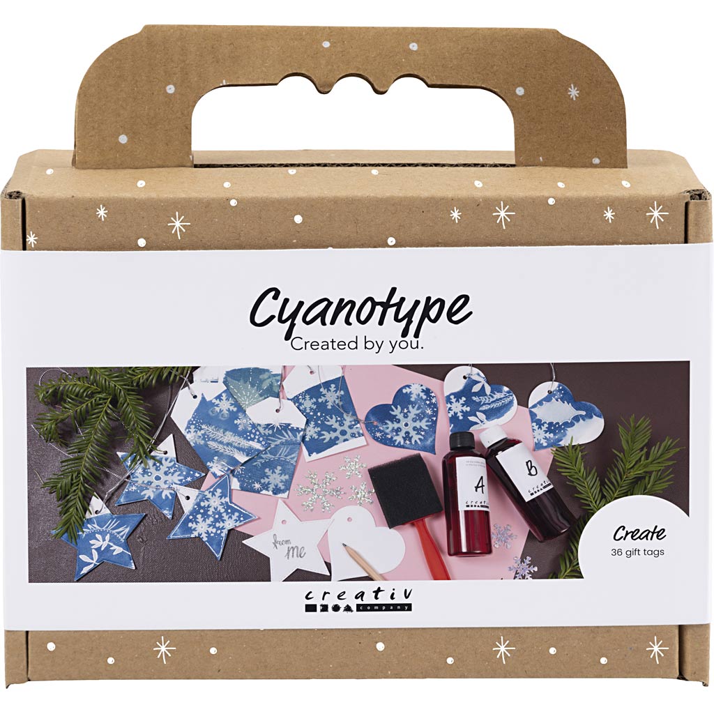 Creativ company mini hobby set cyanotype, étiquettes cadeaux, bleu, argent, 1 boîte