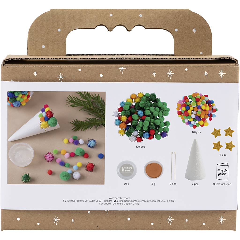 Creativ company mini hobby set décoration, sapin de Noël, différentes couleurs, 1 boîte