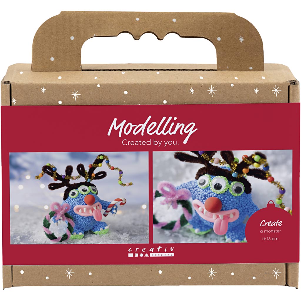 Creativ company mini kit de loisirs pour sculpture, monstre de renne, différentes couleurs, 1 boîte