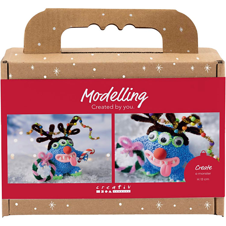 Creativ company mini kit de loisirs pour sculpture, monstre de renne, différentes couleurs, 1 boîte