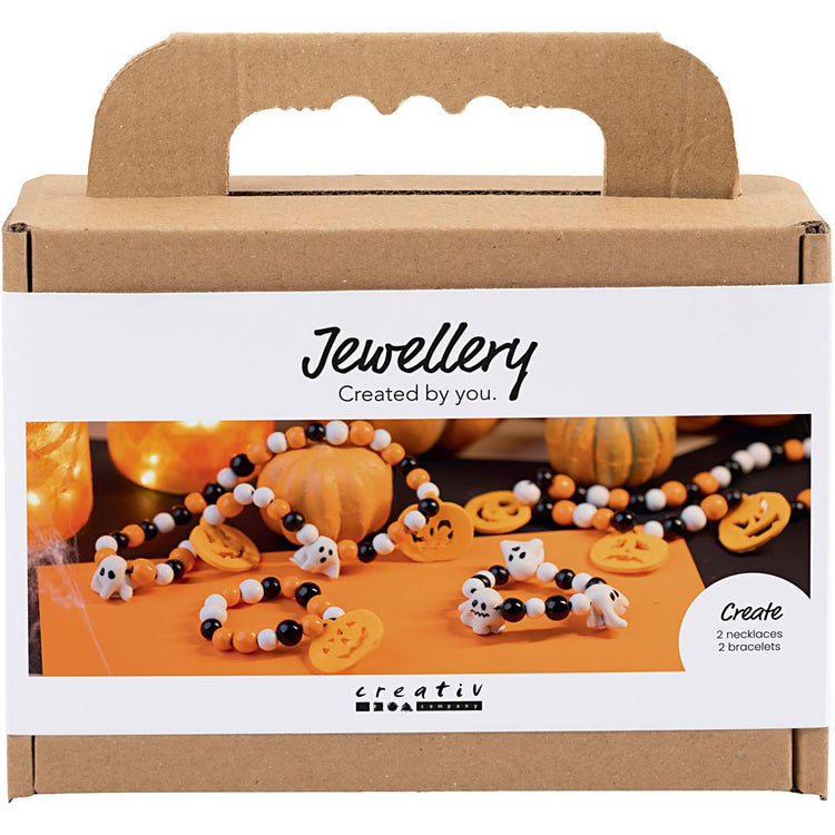 Creativ company mini ensemble de bijoux, collier et bracelet, couleurs d'Halloween, 1 boîte