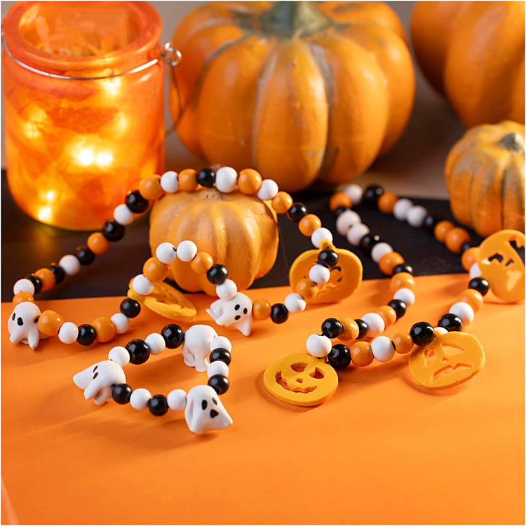 Creativ company mini ensemble de bijoux, collier et bracelet, couleurs d'Halloween, 1 boîte