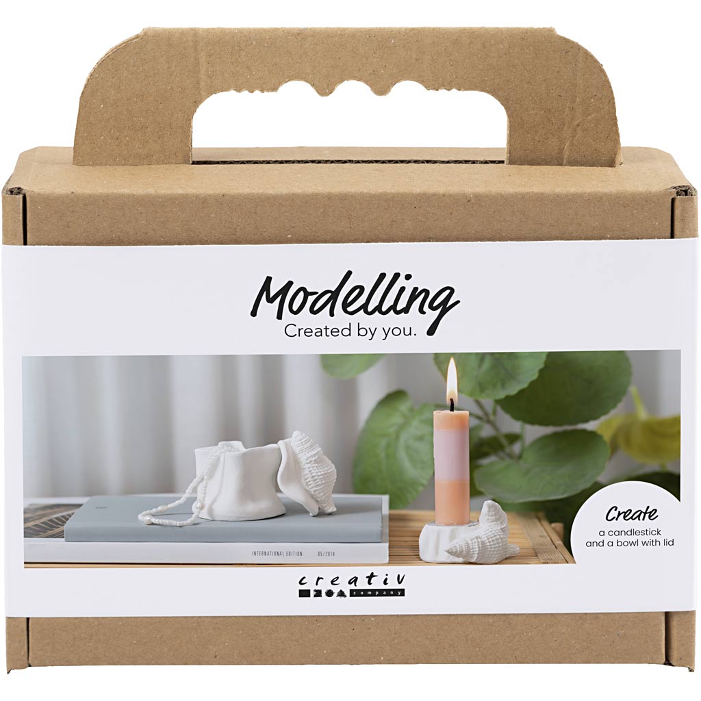 Creativ company mini hobby set modelage, chandelier avec coquillages, blanc cassé, 1 boîte