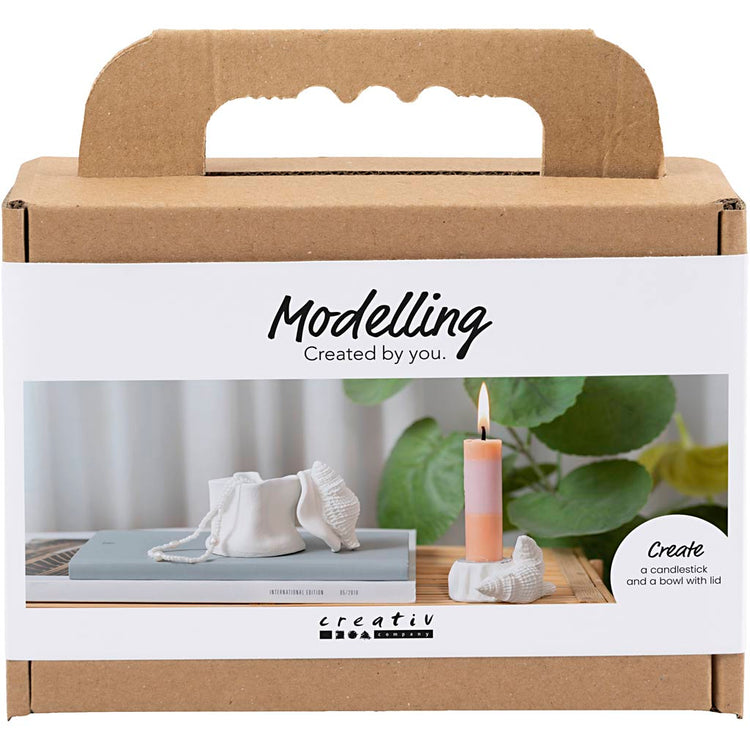 Creativ company mini hobby set modelage, chandelier avec coquillages, blanc cassé, 1 boîte