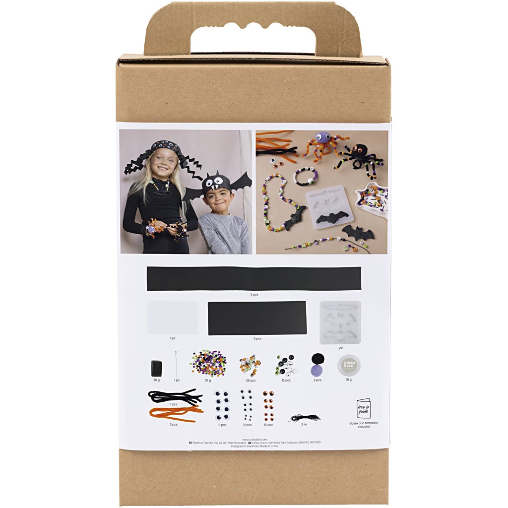 Creativ company hobby set accessoires effrayants, costumes et bijoux, couleurs d'Halloween, 1 boîte
