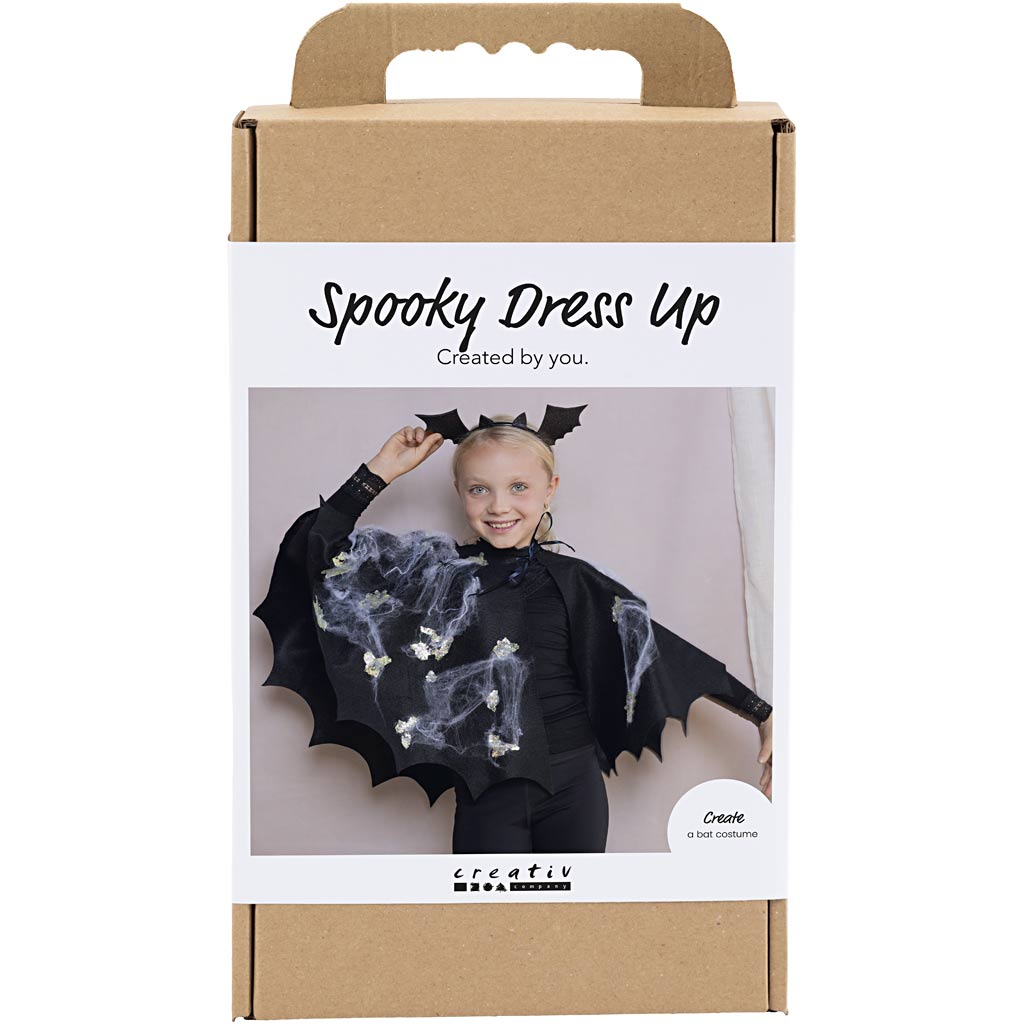 Creativ company hobby set costumes effrayants, cape de chauve-souris et bandeau, noir, paillettes noires, 1 boîte