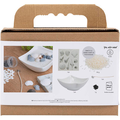 Creativ company mini kit de loisirs fabrication de bougies, coquillages, gris, blanc cassé, 1 boîte