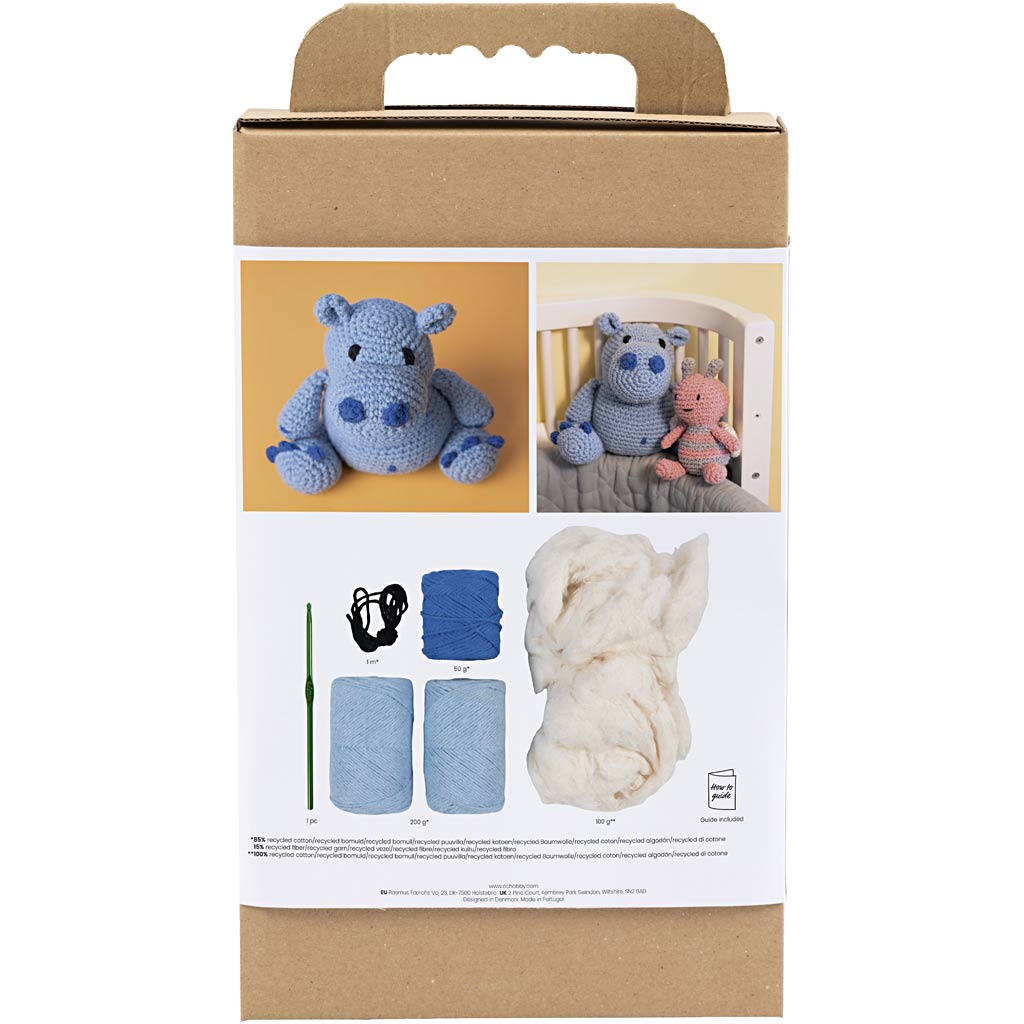 Creativ company hobby set amigurumi, hippopotame, bleu, bleu clair, 1 boîte