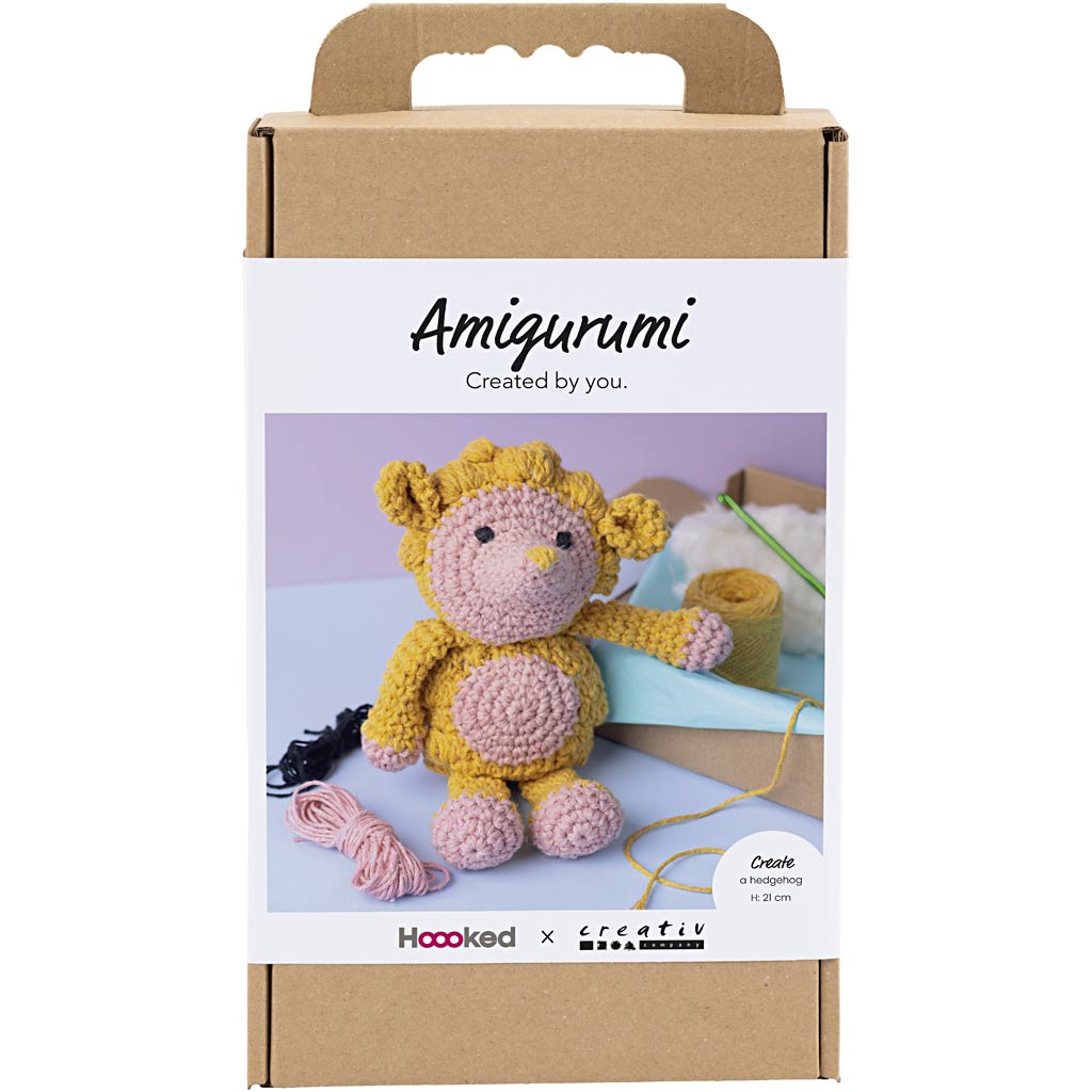 Creativ company hobby set amigurumi, hérisson, rose clair, jaune chaud, 1 boîte