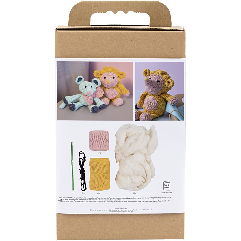 Creativ company hobby set amigurumi, hérisson, rose clair, jaune chaud, 1 boîte