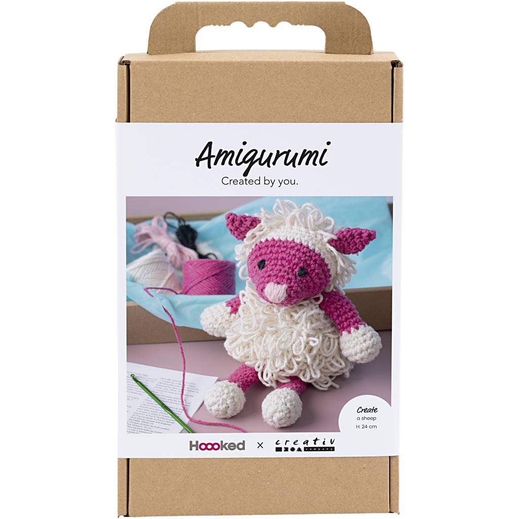 Creativ company hobby set amigurumi, mouton, rose, blanc cassé, 1 boîte