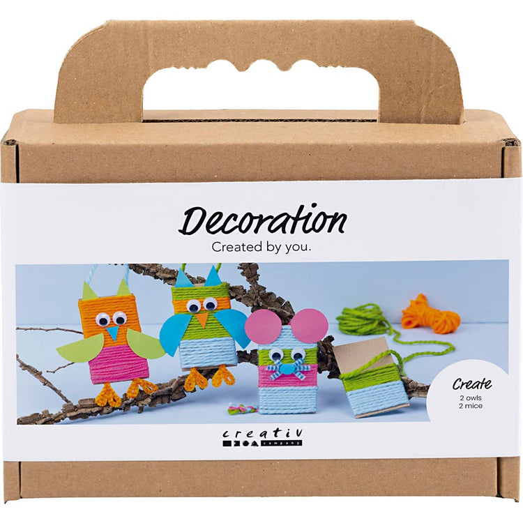 Creativ company mini hobby set décoration, souris et hiboux, différentes couleurs, 1 boîte