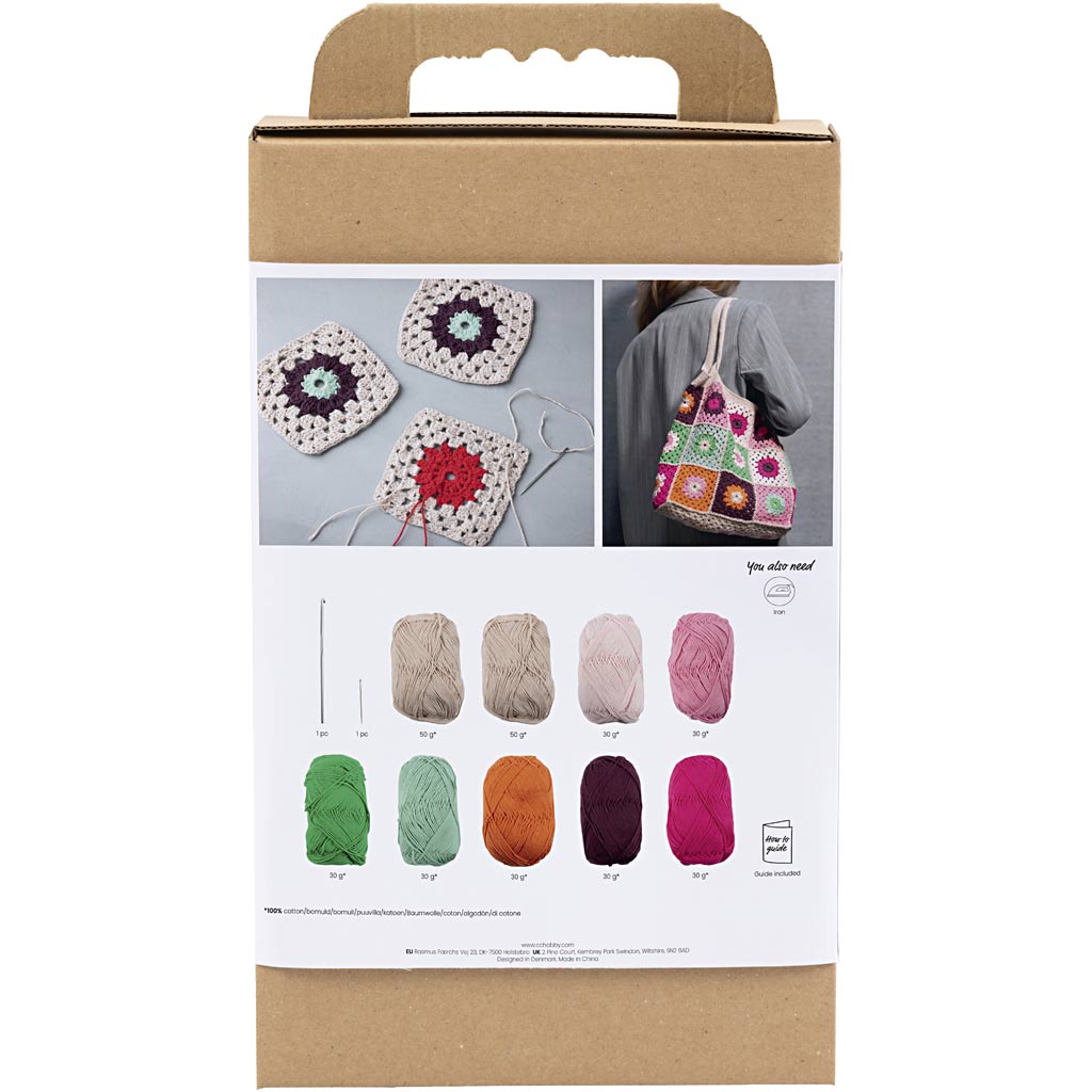 Creativ company kit de loisirs au crochet, sac, coloré, crème, 1 boîte