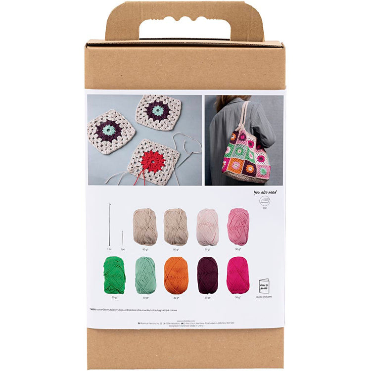 Creativ company kit de loisirs au crochet, sac, coloré, crème, 1 boîte