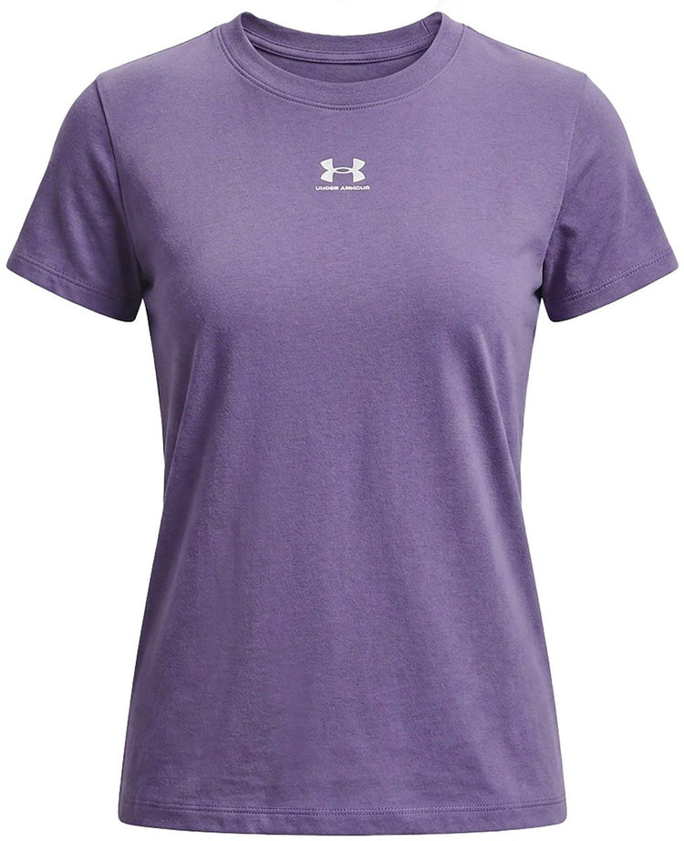 Chemise de sport pour femmes Under Armour UA Rival Core SS-PPL - Luxe violet - Luxe violet