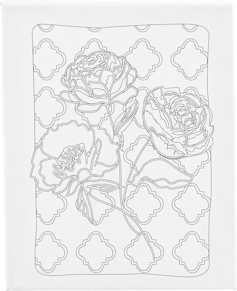 Creativ company toile à peindre avec impression, roses, d: 1,6 cm, taille 24x30 cm, 360 g, 1 pièce