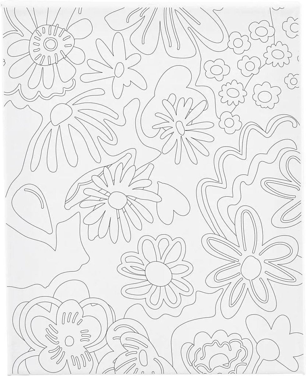 Creativ company toile de peinture avec impression, fleurs, d: 1,6 cm, taille 24x30 cm, 360 g, 1 pièce