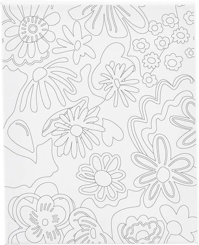 Creativ company toile de peinture avec impression, fleurs, d: 1,6 cm, taille 24x30 cm, 360 g, 1 pièce