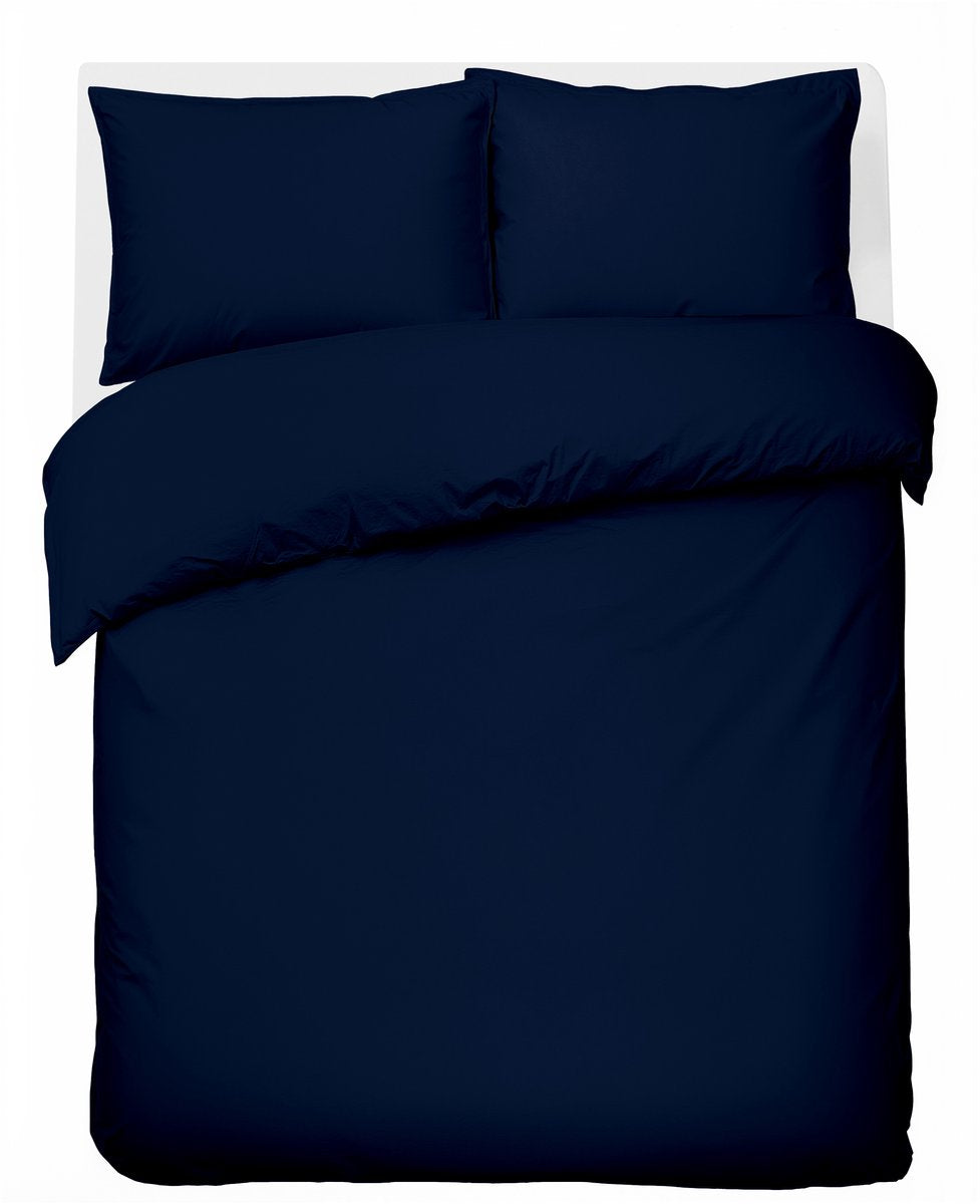 Faire taire. housse de couette Living Hush Living en percale - 100 % coton - 200 fils - extra frais et frais - solide et durable - 240x220+20cm - 2 taies d'oreiller 60x70cm - avec boucles de montage - marine