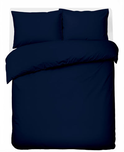Faire taire. housse de couette Living Hush Living en percale - 100 % coton - 200 fils - extra frais et frais - solide et durable - 240x220+20cm - 2 taies d'oreiller 60x70cm - avec boucles de montage - marine