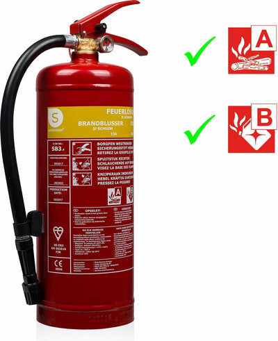 Smartwares fex-15230 - mousse d'extincteur 3l - support de montage inclus - classe de feu a b - certifié bsi