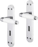 Poignée de porte Impresso - durban - pour l'intérieur - bouclier de porte ovale avec vis et trou de serrure - chrome - blanc - 2 pièces