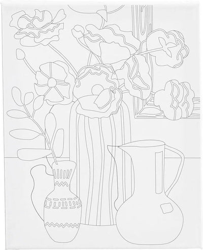 Creativ company toile de peinture avec impression, nature morte avec fleurs, d: 1,6 cm, taille 24x30 cm, 360 g, 1 pièce