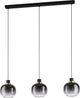 Lampe à suspension Eglo Oilella - e27 - 95 cm - verre fumé - laiton noir